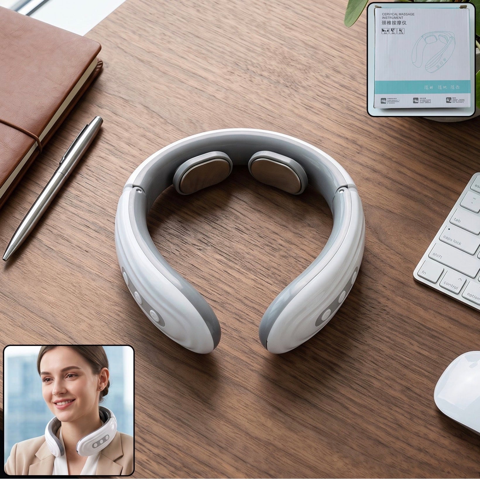 2 Heads Smart Electric Neck And Back Pulse Massager (1 Pc  Mix Design)