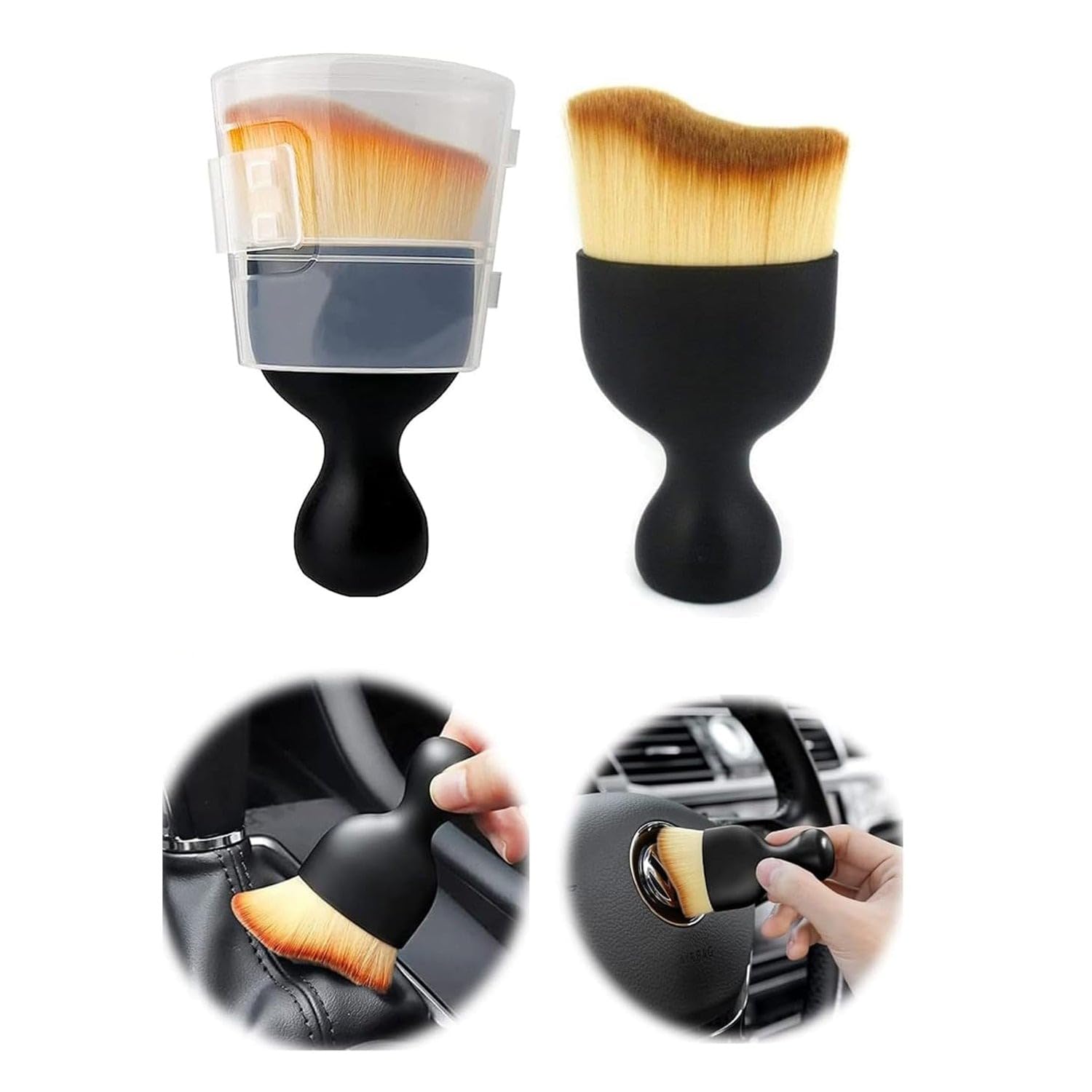 Car Cleaning Kit Combo – Long Retractable Car Duster, Mini Interior Clean Soft Brush, Multipurpose AC Vent Cleaner Brush & 40x30 cm Microfiber Cloth – Complete Car Cleaning Set (Pack of 4)