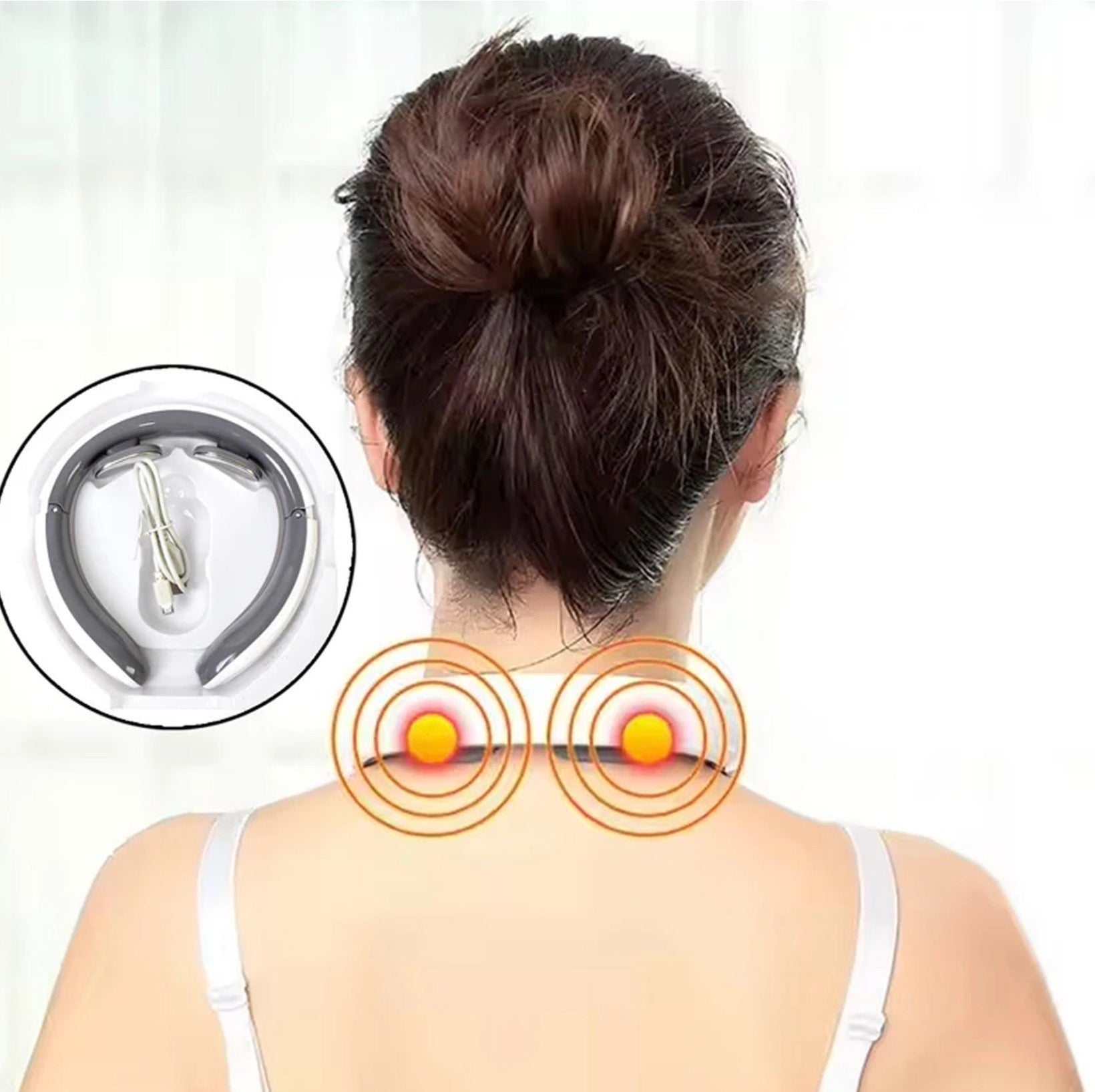 2 Heads Smart Electric Neck And Back Pulse Massager (1 Pc  Mix Design)