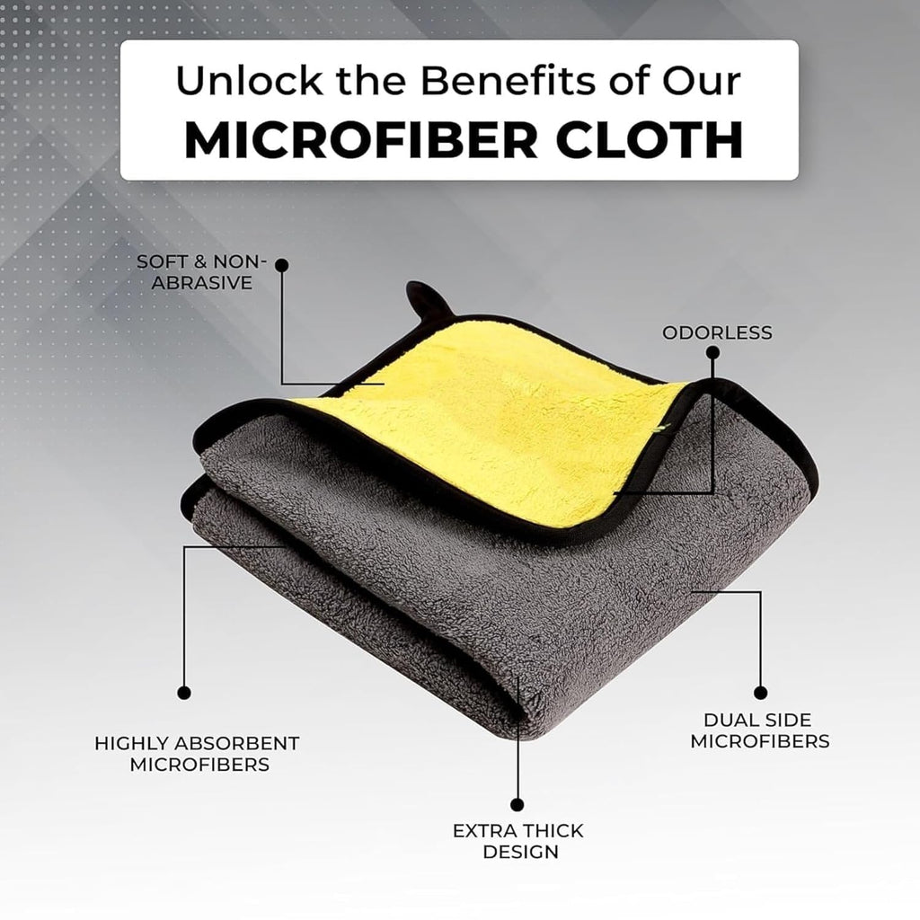 Car Cleaning Kit Combo – Long Retractable Car Duster, Mini Interior Clean Soft Brush, Multipurpose AC Vent Cleaner Brush & 40x30 cm Microfiber Cloth – Complete Car Cleaning Set (Pack of 4)