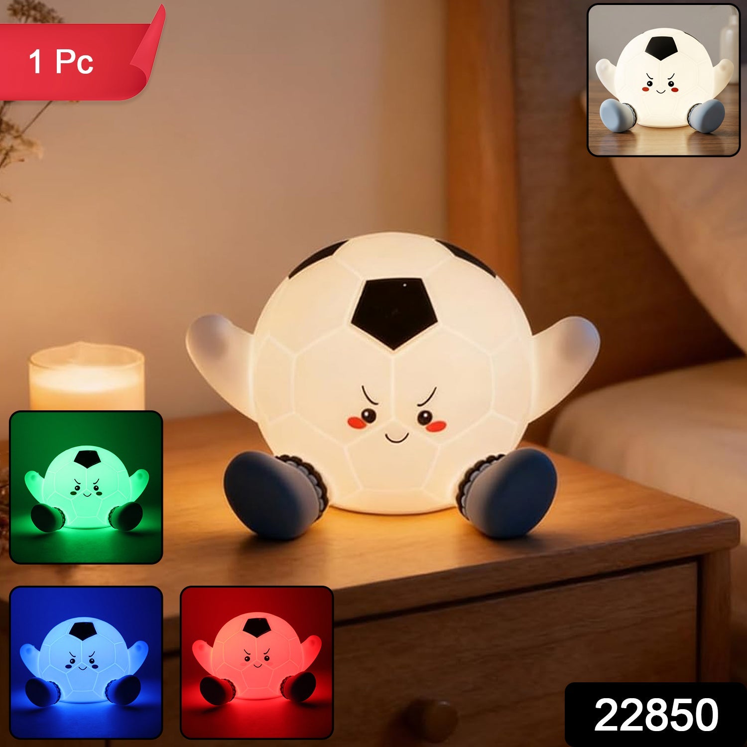 Silicone Soccer Ball Pat Night Light (1 Pc)