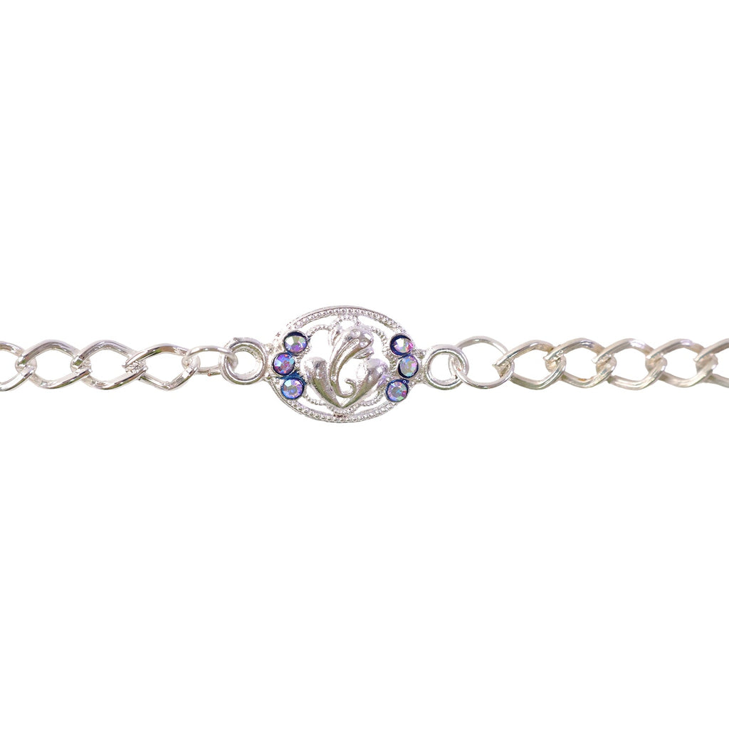 Premium Silver Ganesha Rakhi With Stones Chain Bracelet For Brother (1 Pc)