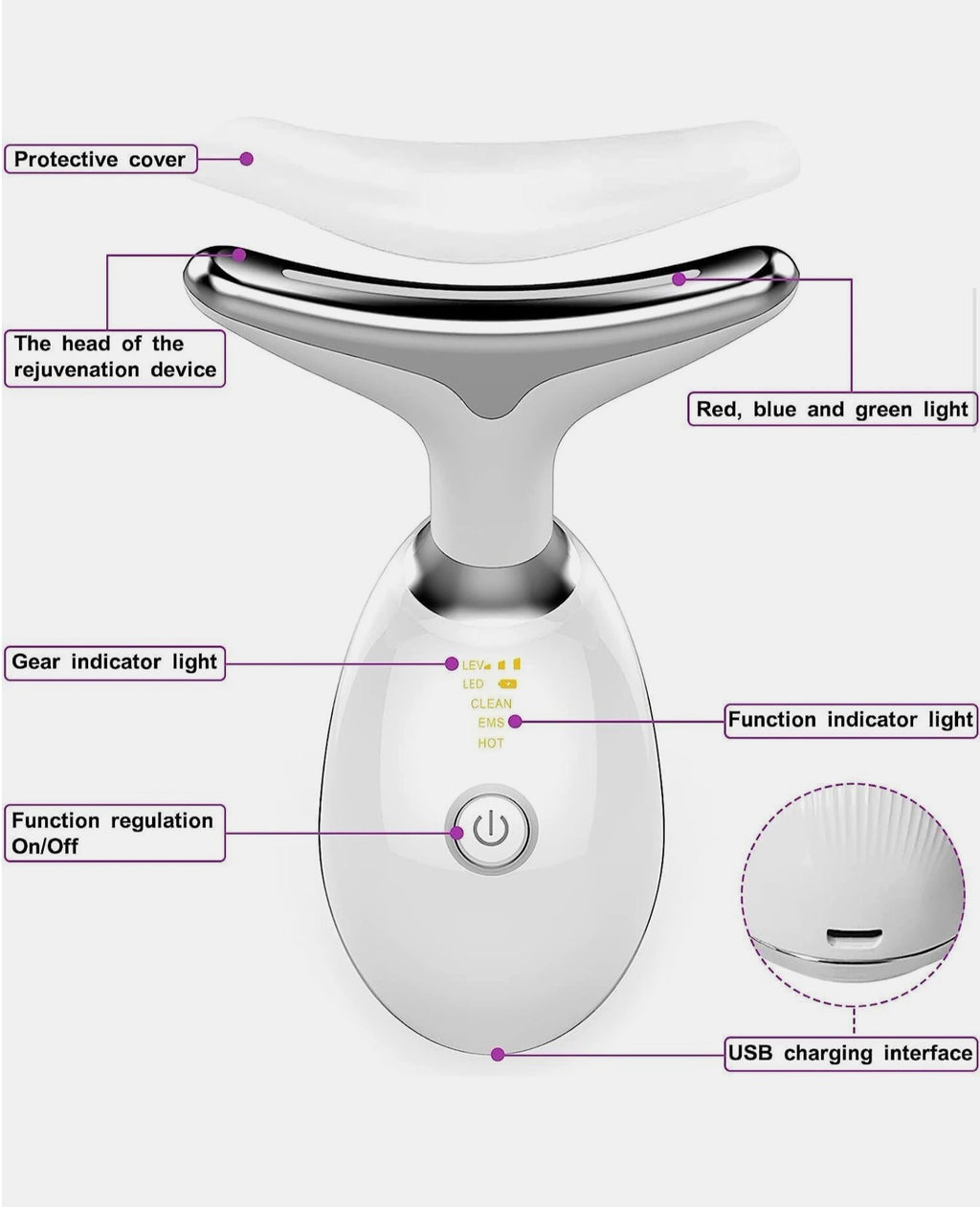 Neck Face Firming Wrinkle Removal Tool Skin Lift Device Double Chin Reducer Skin Rejuvenation Beauty Device for Face and Neck Lifting Skin Groomer