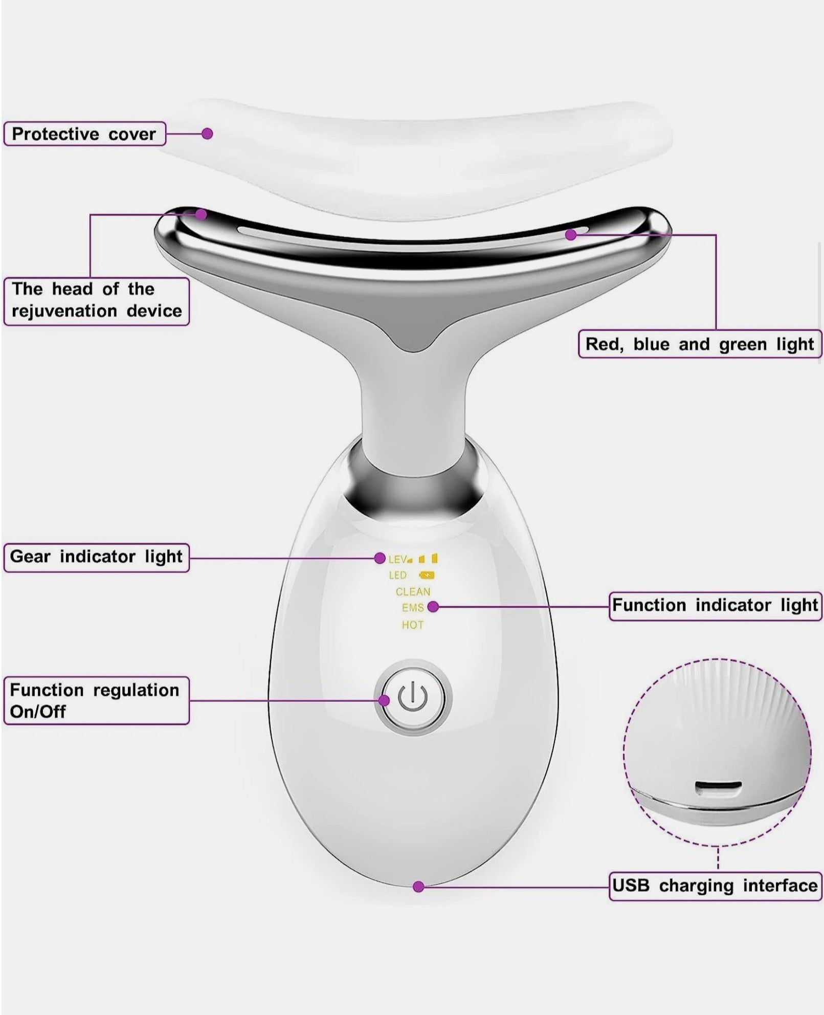 Neck Face Firming Wrinkle Removal Tool Skin Lift Device Double Chin Reducer Skin Rejuvenation Beauty Device for Face and Neck Lifting Skin Groomer