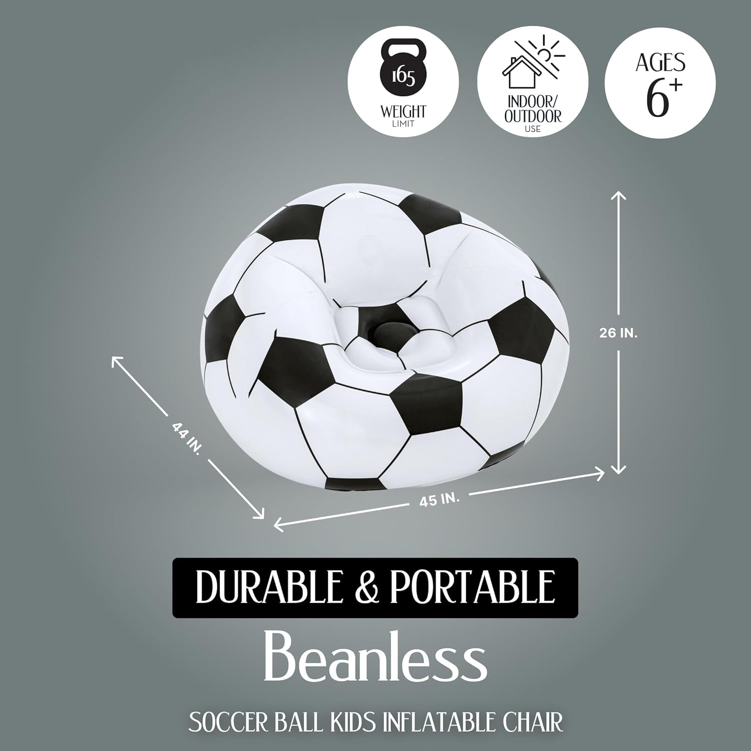 Inflatable Soccer Ball Lounge Chair  Fun  Comfortable For Kids