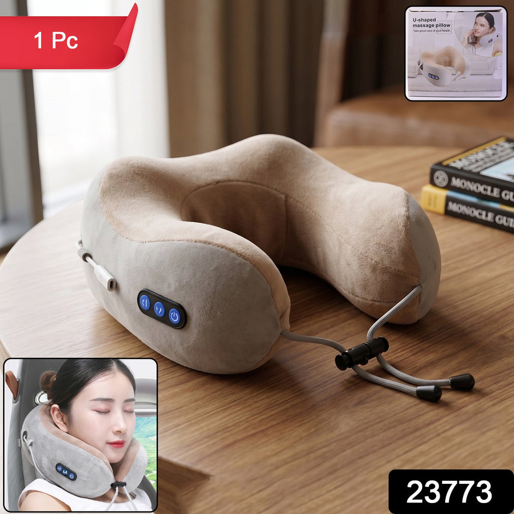 U Shaped Electric Neck Massage Pillow Cordless Travel Neck Massager (1 Pc)
