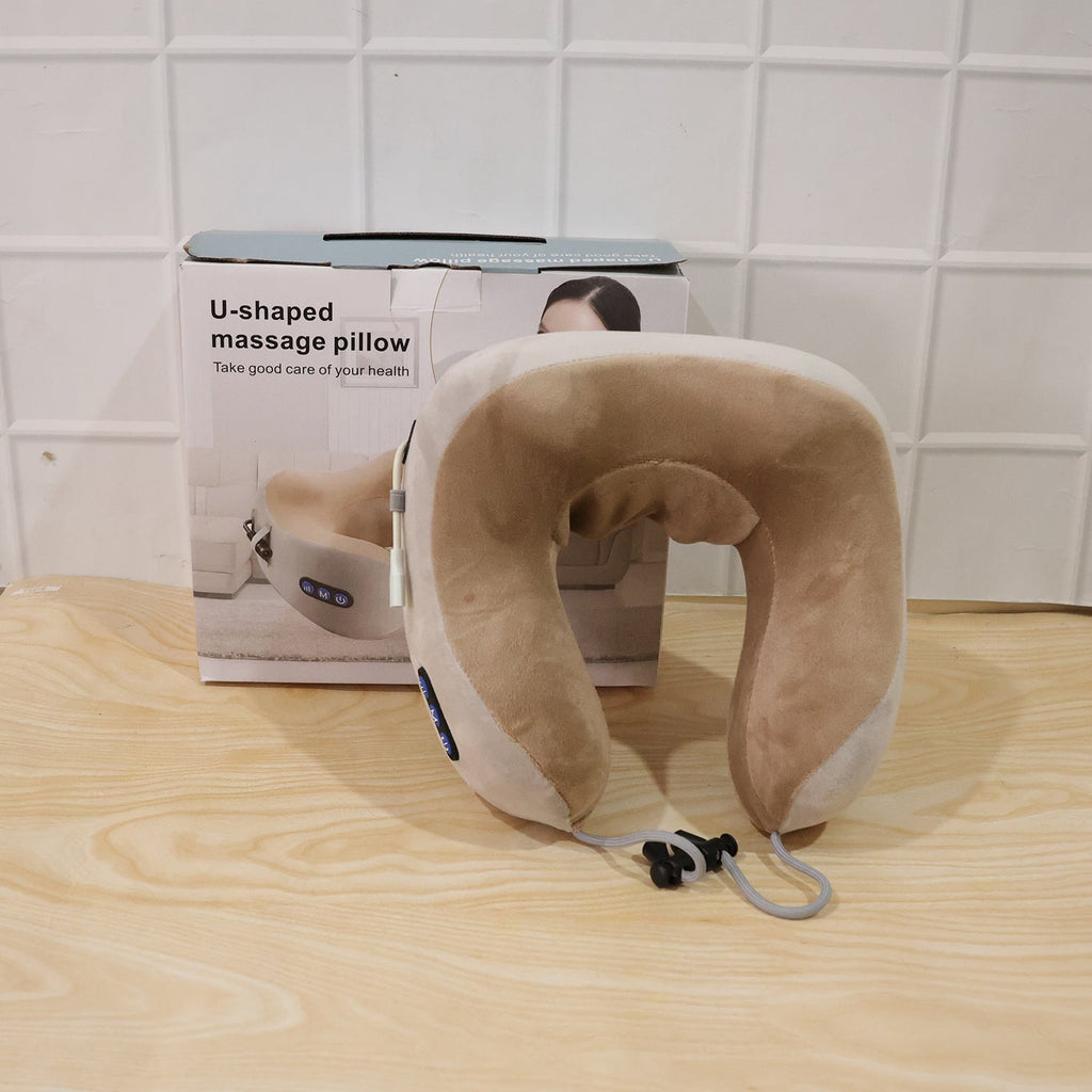 U Shaped Electric Neck Massage Pillow Cordless Travel Neck Massager (1 Pc)