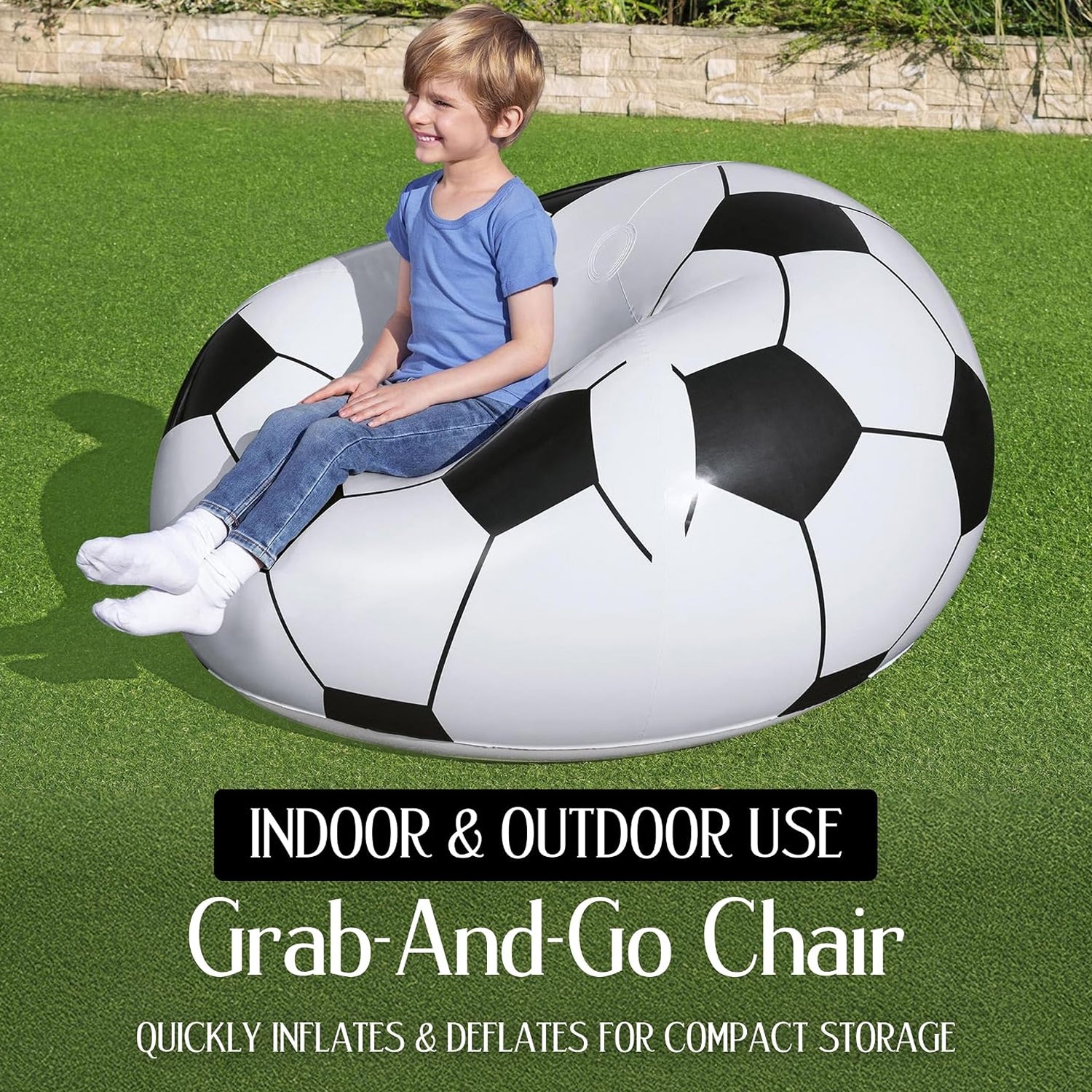 Inflatable Soccer Ball Lounge Chair  Fun  Comfortable For Kids