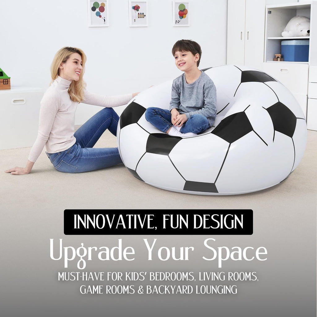 Inflatable Soccer Ball Lounge Chair  Fun  Comfortable For Kids