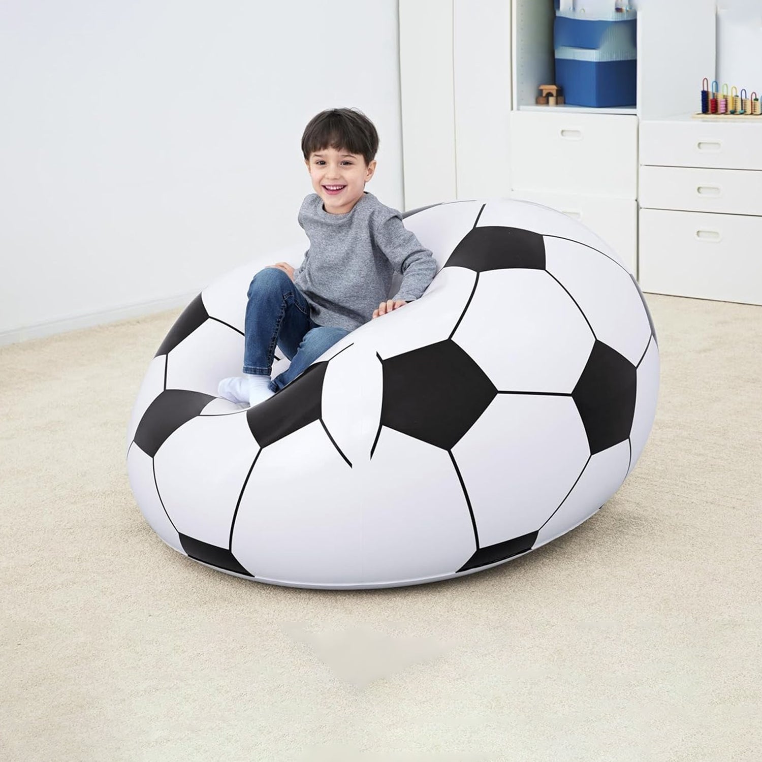 Inflatable Soccer Ball Lounge Chair  Fun  Comfortable For Kids