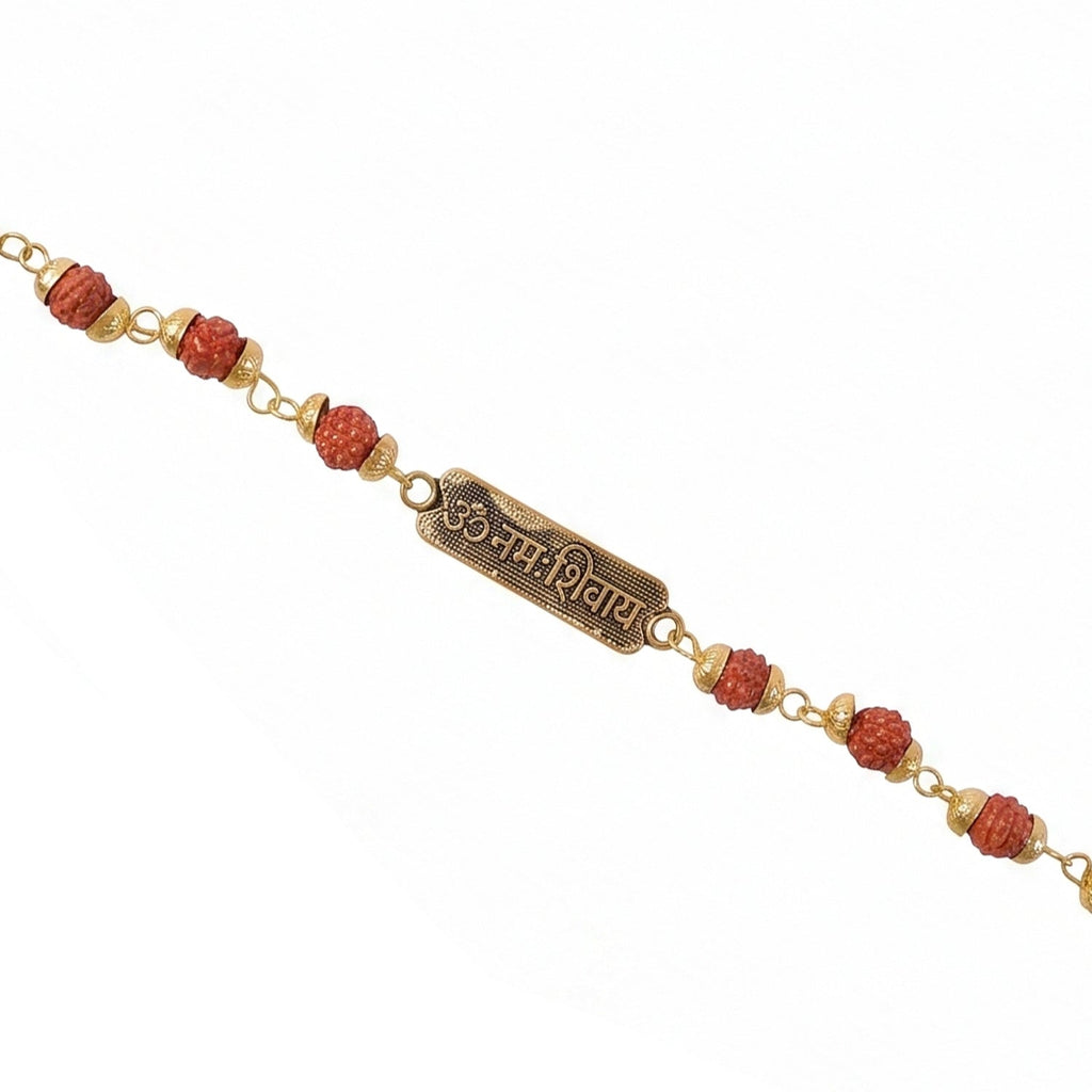 Om Namah Shivay Rudraksha Rakhi Oxidized Pendant Beaded Rakhi For Brother (1 Pc)