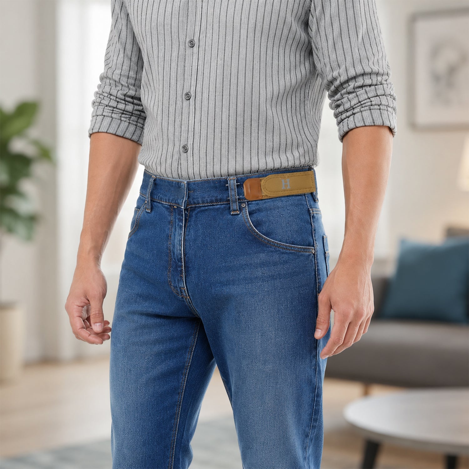 Buckle Less Elastic Belt Invisible Stretch Waist Belt No Bulge Lazy (1 Pc)